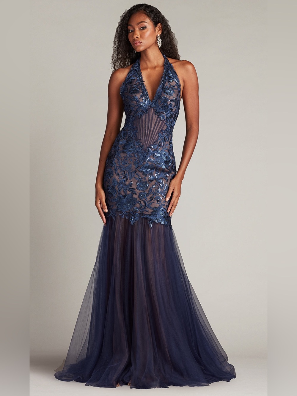 31. Tadashi Shoji CHS25371L $668 US Evaine Sequin Embroidered Tulle Evening Gown
